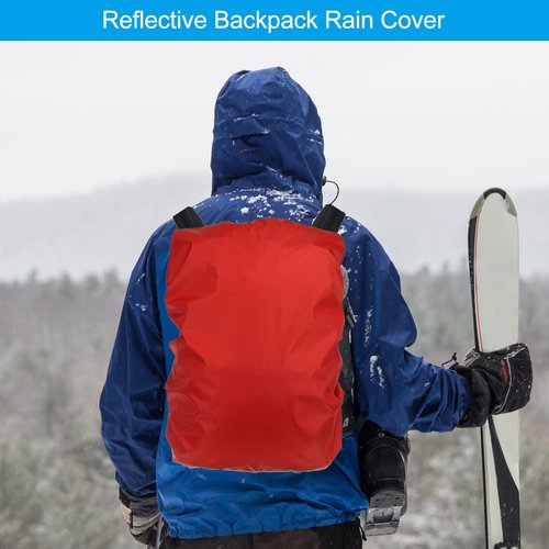 PATIKIL 45L Waterproof Backpack Rain Cover, Oxford Cloth Backpack Cover Anti-Slip Cross Buckle Straps for Hiking Camping Traveling, M, Red