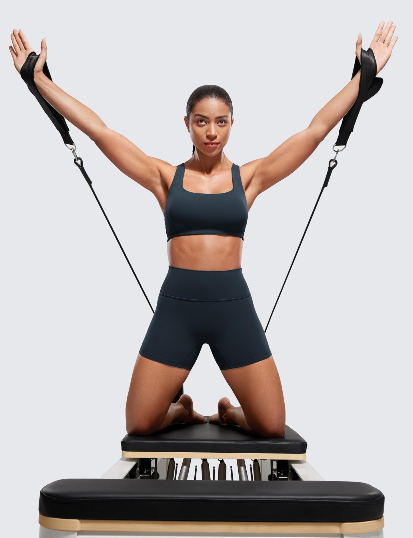 CRZ YOGA Secretsculpt Butterlift Biker Shorts 4" - No Front Seam High Waisted Womens Workout Gym Booty Scrunch Butt True Navy Medium