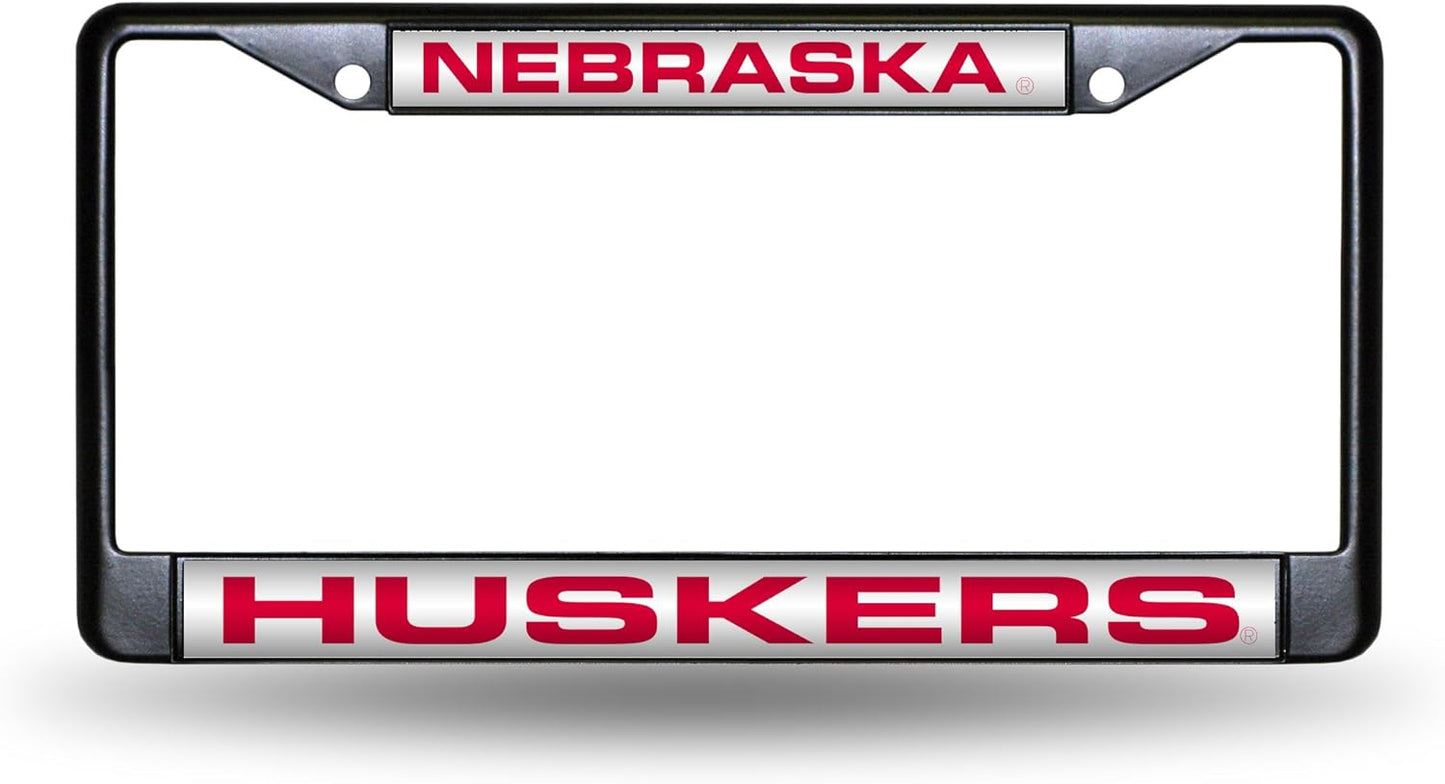 NCAA Black Laser Cut Chrome License Plate Frame for Car/Truck/SUV - 12x6" Auto Accessory