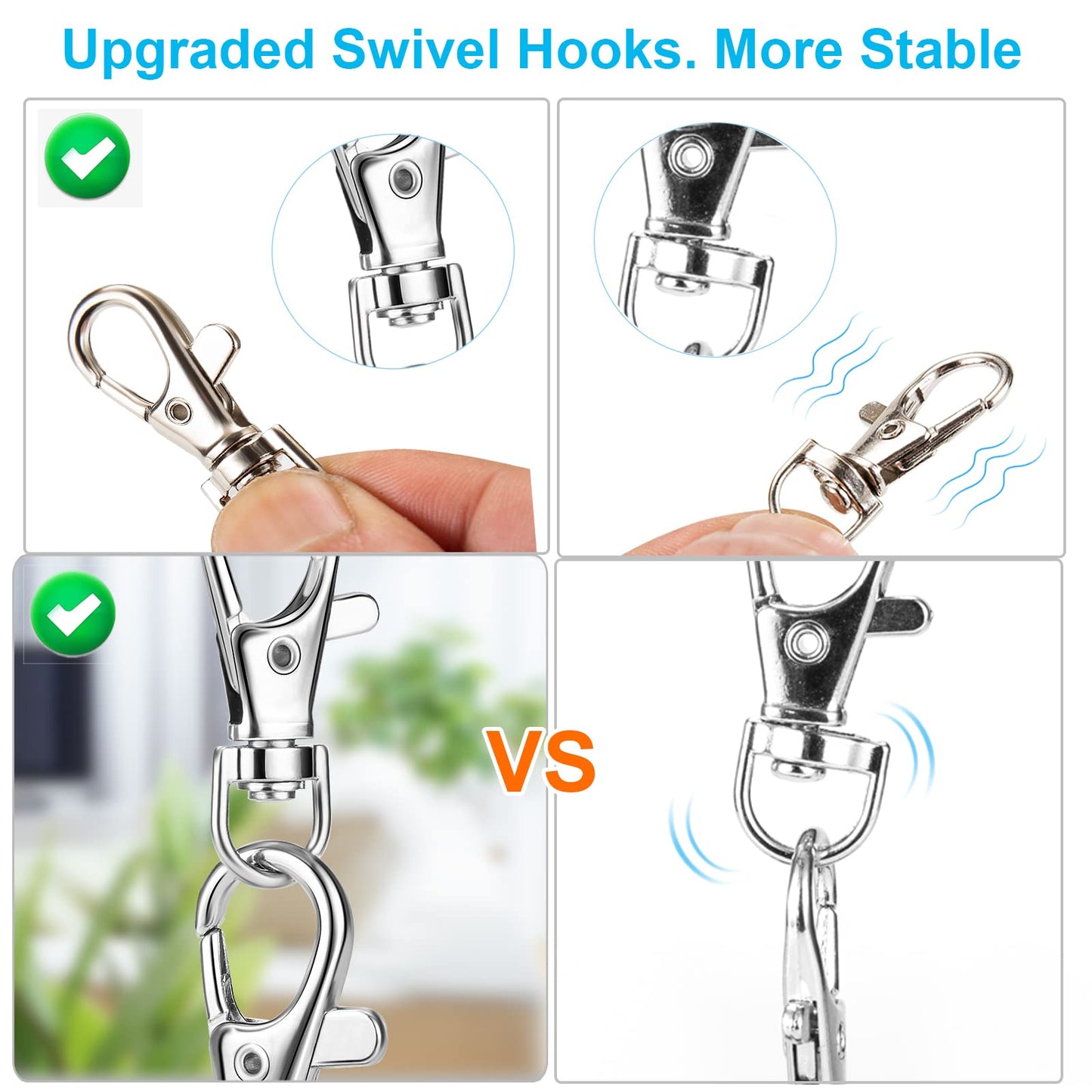 YHYZ Keychain Key Chain Rings Clips Swivel Bulk (Sliver), Swivel Lanyard Snap Hooks X 8pcs with 8pcs Rings, Small Lobster Claw Clasp, for Keychain Crafts Resin Projects Making, Lanyard, Bag, Purse,Tag