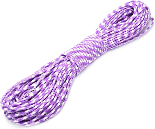 100ft Type III 7 Strand Core Paracord 550 Parachute (95# Light Purple+White)
