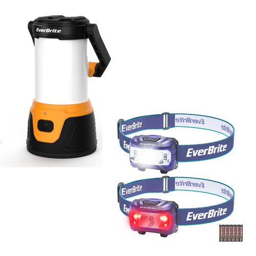 EverBrite 1000 Lumens Rechargeable LED Camping Lantern and 2 Pack Headlamp