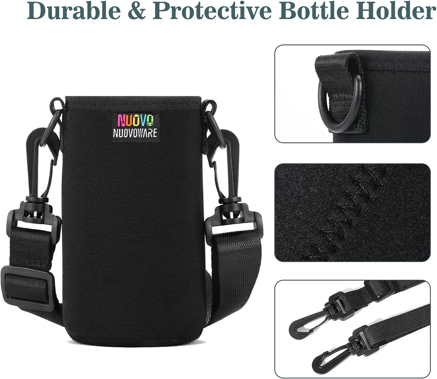 Nuovoware Water Bottle Carrier Bag, Premium Neoprene Portable Insulated Water bottle Sling Holder Bag 1000ML with Adjustable Shoulder Strap for Men Women Hiking, Sling Bottle Bag Case