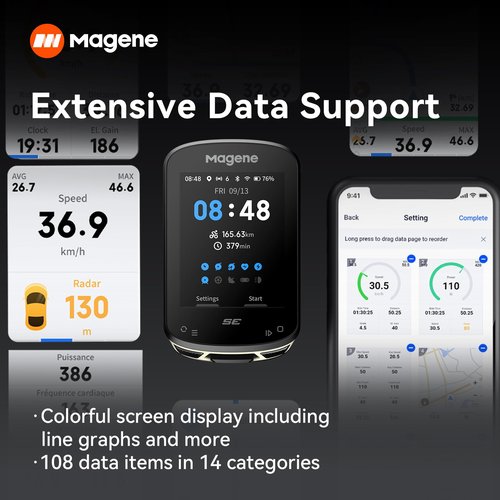 Magene C506SE Wireless GPS Bike Computer - 2.4" Color Screen, Route Navigation, Bluetooth & WiFi, Fast 5s Positioning, Supports 9 Cycling Devices