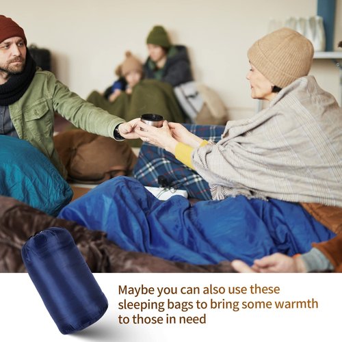 10 Pcs 0 Degree Camping Sleeping Bags Bulk for Adults Cold Weather Sleeping Bags 4 Season Warm Waterproof Lightweight with Compression Sack for Backpacking Hiking Travel Homeless(Navy)