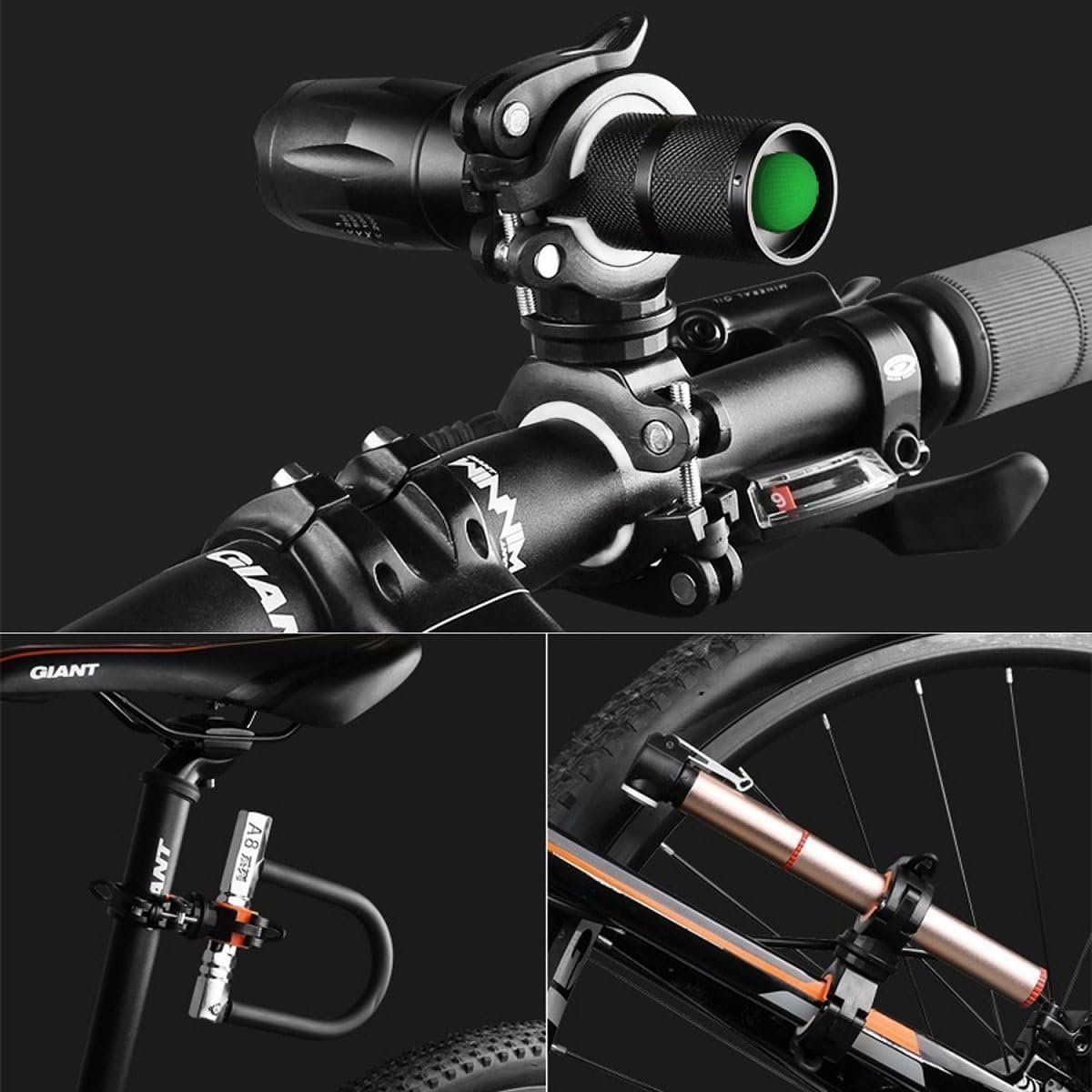 [3 Pack Bike Flashlight Holder, Mount Bicycle Bracket Flashlight Holder Mounting Torch Clip 360 Degree Rotation