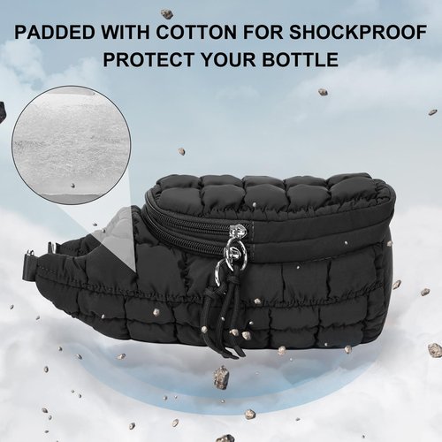 YFGBCX Water Bottle Holder with Strap Carrier Bag - Quilted Puffer Sling Crossbody Accessory