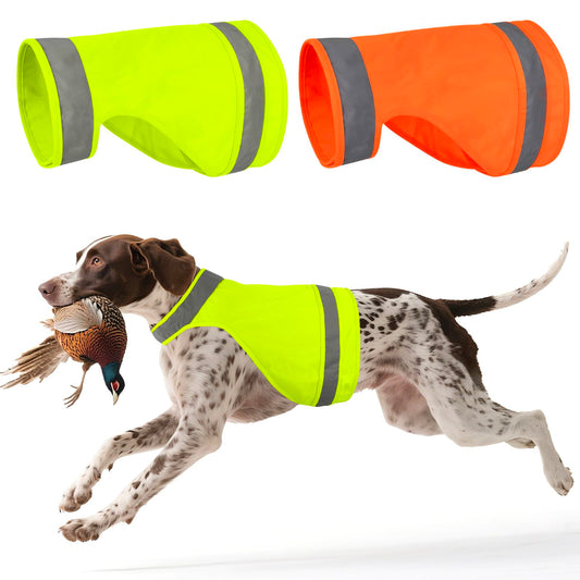 2 Pieces Dog Hunting Vest, High Visibility Reflective Vest, Soft Adjustable Hiking Vest for Outdoor Hunting and Walking Night (Fluorescent Green&Blaze Orange, L)