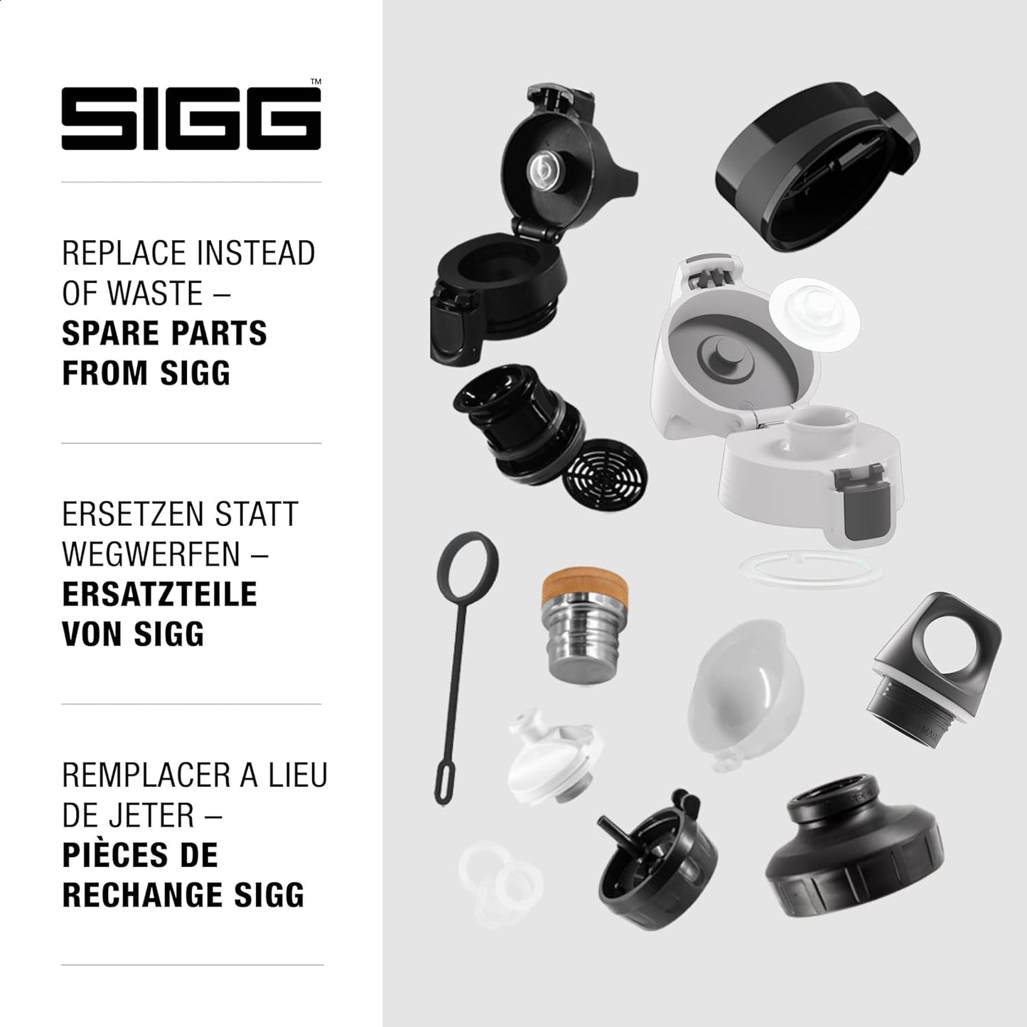 SIGG - WMB ONE Top (One Size) - Replacement Lid Wide-Neck Water Bottles - Flip Top - Gasket Included - Accessories