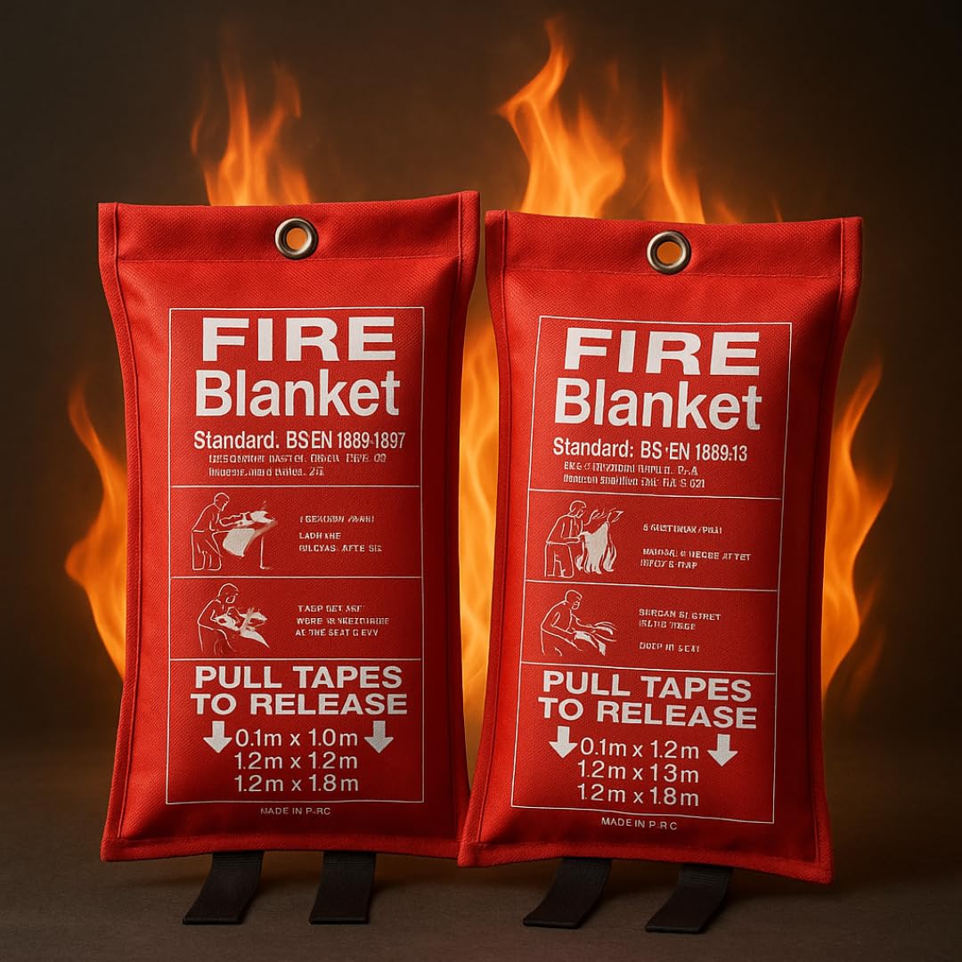 AMBAS Emergency Fire Blanket - Durable, Compact, and Easy-to-Use Fire Suppression Blanket for Home, Kitchen, and Camping - Heat Resistant and Safety Certified