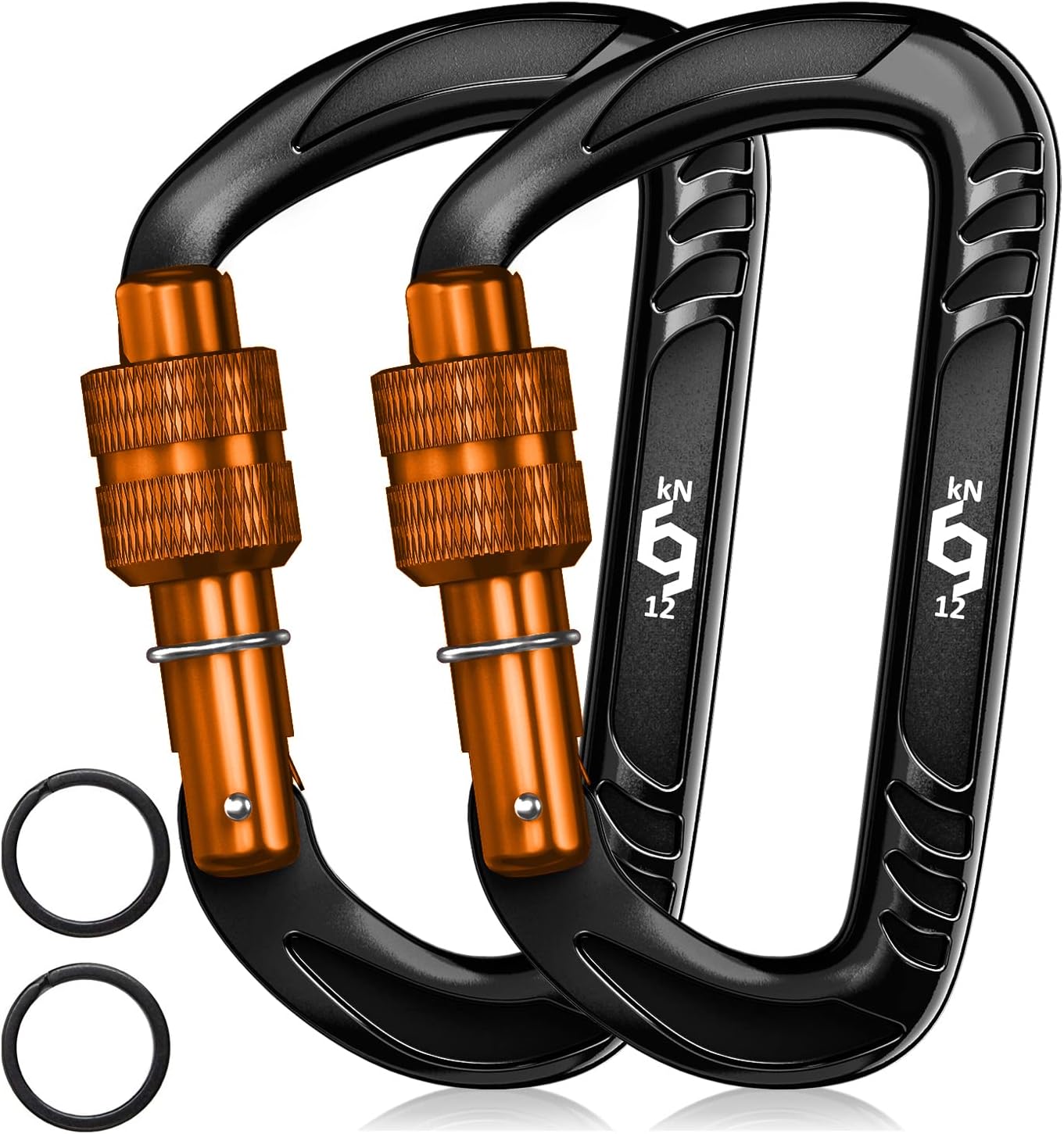 12kN (2697 lbs) Heavy Duty, Locking, Auto Locking, Wiregate Carabiner Clips, for Securing Pets, Outdoor, Camping, Hiking, Hammock, Dog Leash Harness, Keychains