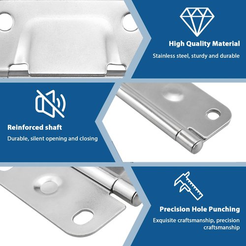 SDTC Tech 4 Pack Cooler Stainless Steel Hinges with Screws Set, Ice Chest Stainless Steel Hinge Replacement for Cole Man Camping Coolers Accessories 5235 5250 5286b 6262 6270