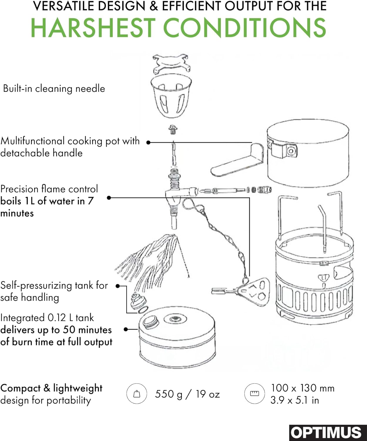 Optimus Svea White Gas Stove for Camping, Backpacking, Light & Fast Climbing