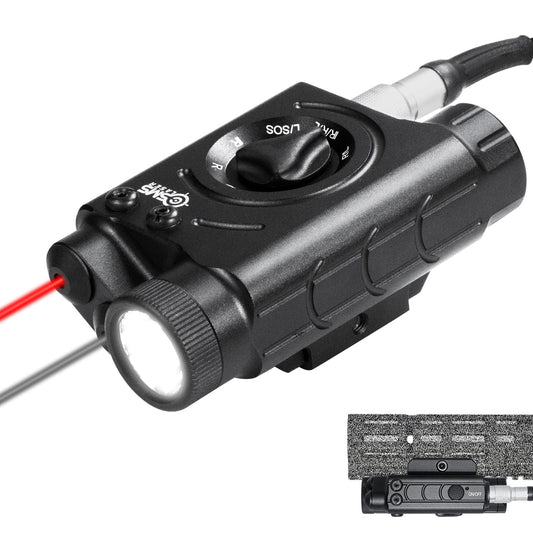 1200 Lumens Tactical LED Flashlight/IR Laser/Red Laser Sight Combo with Remote Pressure Switch, Compatible with All Standard Picatinny/M-LOK Rails, Built-in 3000mAh Rechargeable Battery