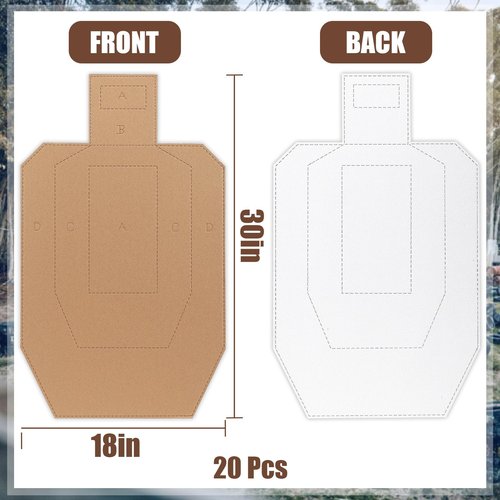 20 Pcs Shooting Targets - 30x18in Tactical Targets Silhouette Cardboard for Shooting Range Practice Competitions Self-Defense Training