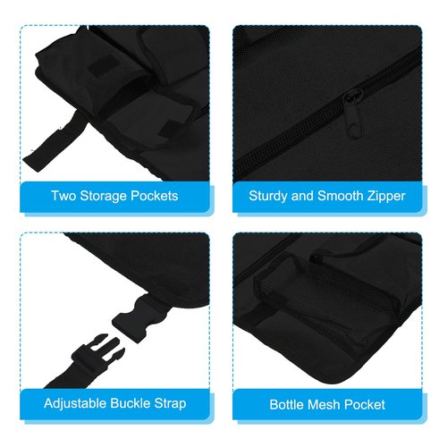 PATIKIL Chair Armrest Organizer, Waterproof Beach Chair Hanging Storage Pouch Snack Magazine Arm Rest Bag with 4 Pockets for Outdoor Camping, Black