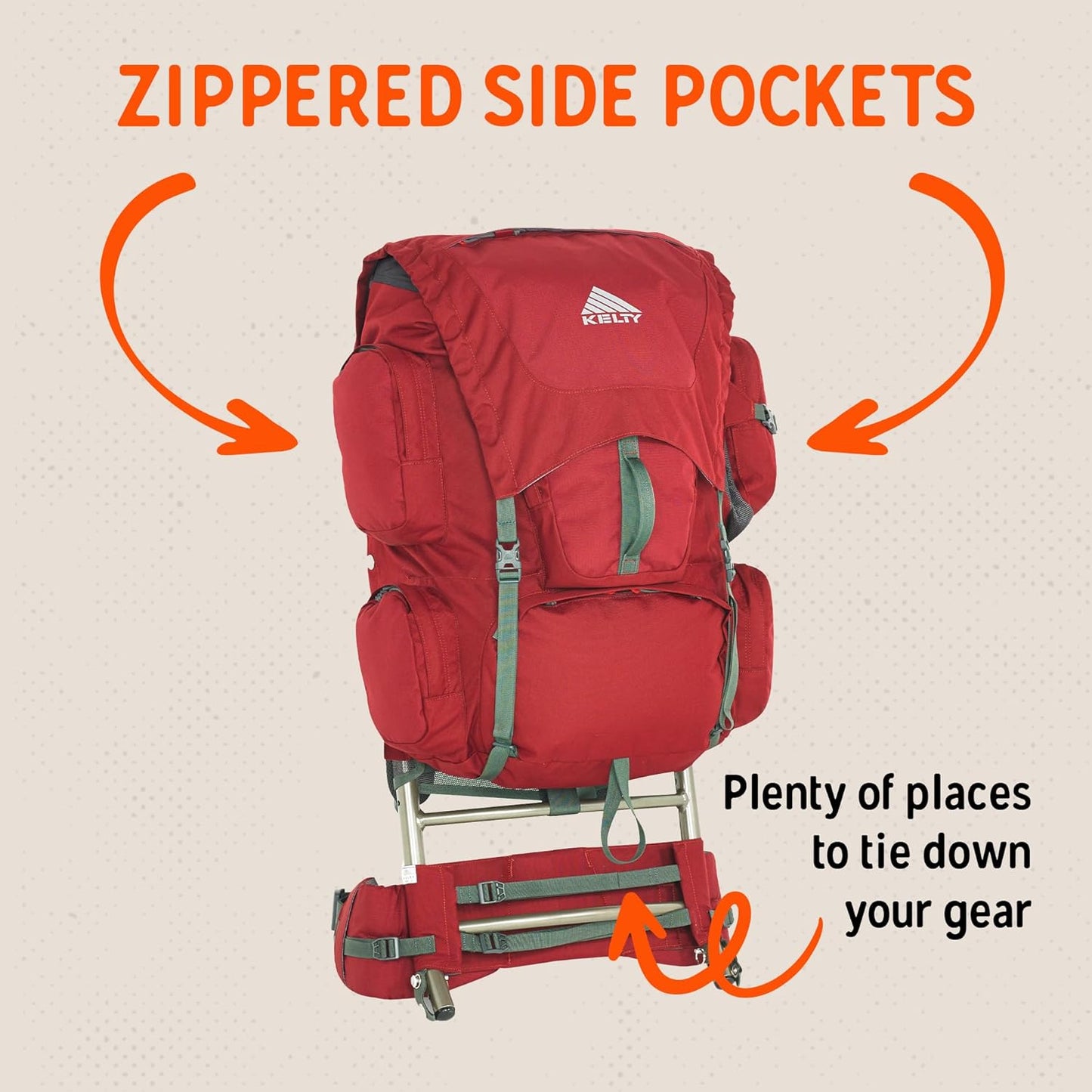 Trekker 65 Backpack by Kelty - Garnet Red, Lightweight & Durable Hiking Gear