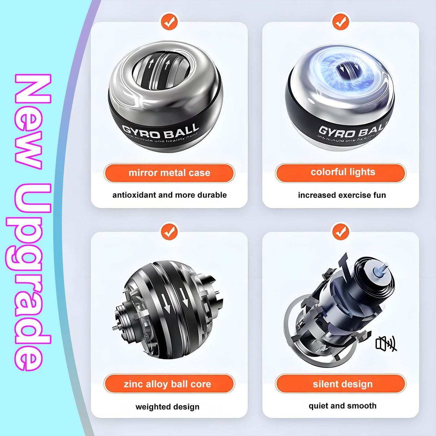 EXBEPE All-Metal Torque Ball and Metal Light-up Gyro Ball Bundle Item