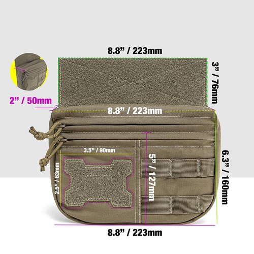 TSPRO Tactical MOLLE Drop Dangler Pouch - Admin & Tool Organizer with Hook & Loop Panel, Fits Vests, Bags, Tactical Gear (Black)