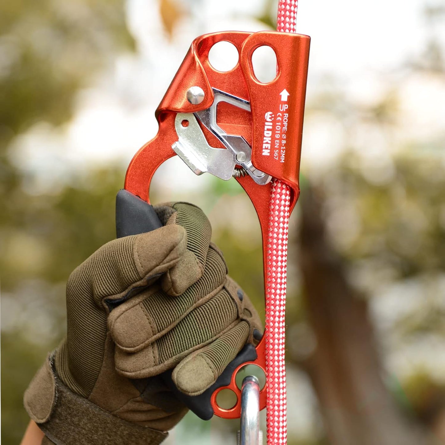WILDKEN Climbing Hand Ascender Outdoor Mountaineering Tree Arborist Climbing Rappelling Equip Hand Ascender for 8-14MM Rope Left Right Hand Ascender
