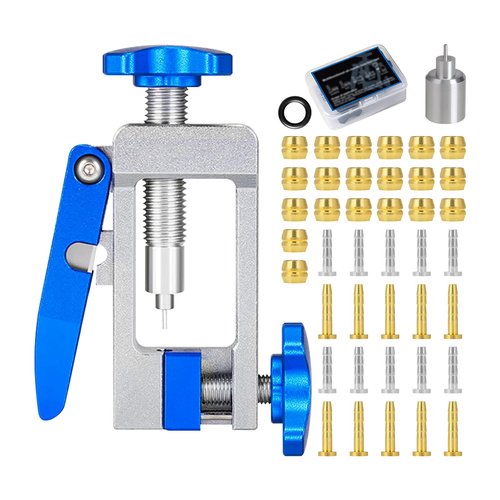 HSOKEW Bike Hydraulic Brake Kit, Bicycle Needle Insertion Tool Bike Hydraulic Disc Brake Hose Line Cutter and Needle Barb Driver Head Brake Lines Tubing Entry Device (PRO-04 + Olive Connector)