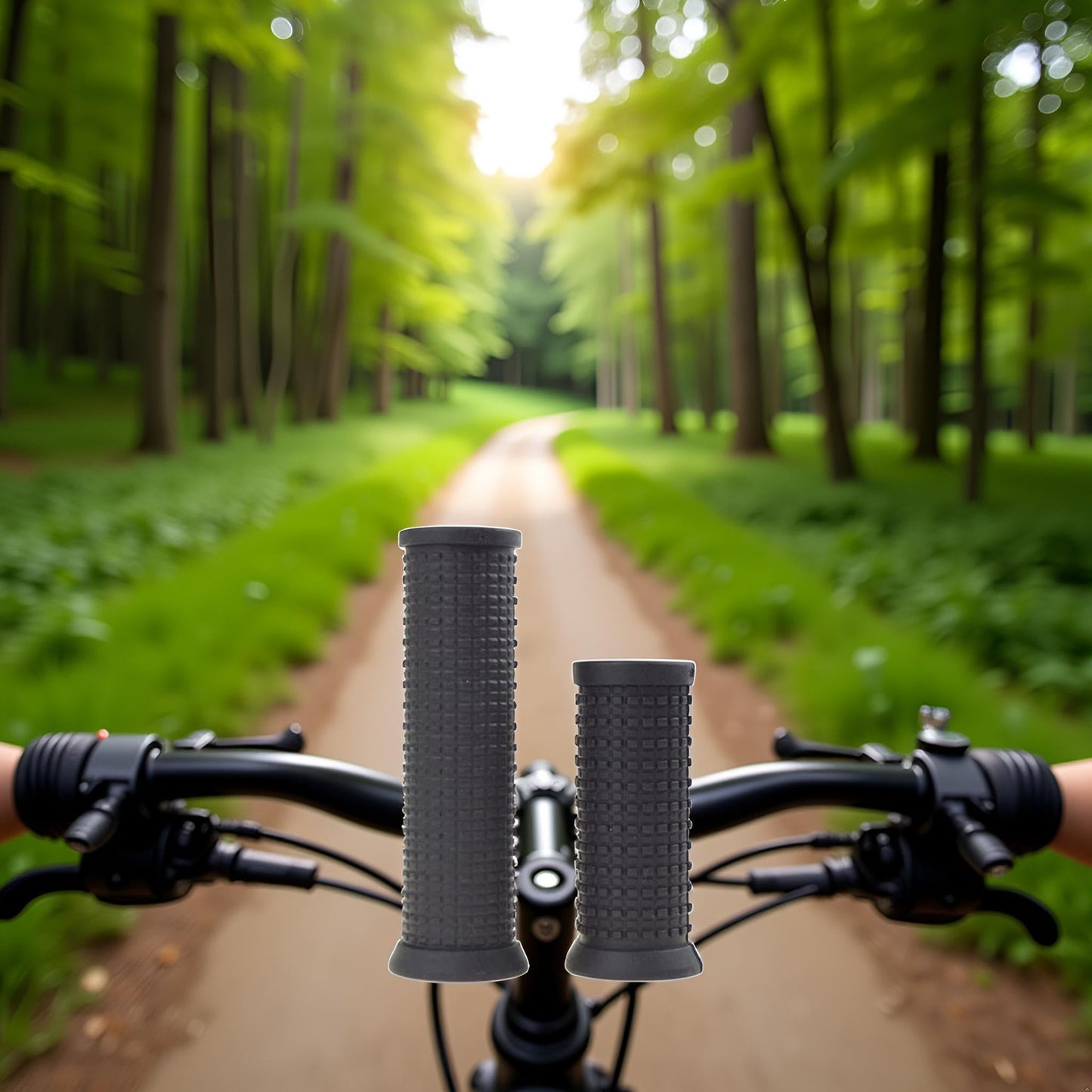 2PCS Bike Long/Short Handlebar Grips for Twising Shifter, Shockproof Anti Slip for MTB Parts, Cycling Parts and Components Anti Slip Soft Rubber Handlebars, Headsets and Stems(Black)