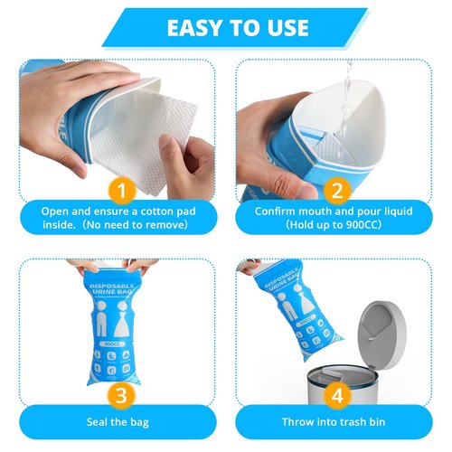 HOKINETY Disposable Urine Bag for Travel - 900ML Portable Pee Bags for Women Men 12 PCS Emergency Vomit Bags Unisex Urinal Toilet Bag for Car Camping, Road Trip,Traffic Jams, Pregnant, Patient, Kids