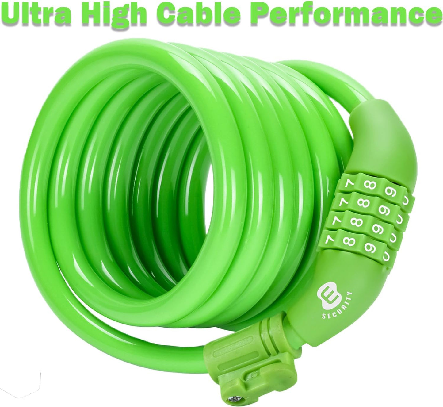 Secure Etronic 6ft Coiled Bike Lock - Resettable Combo Lock with Mounting Bracket