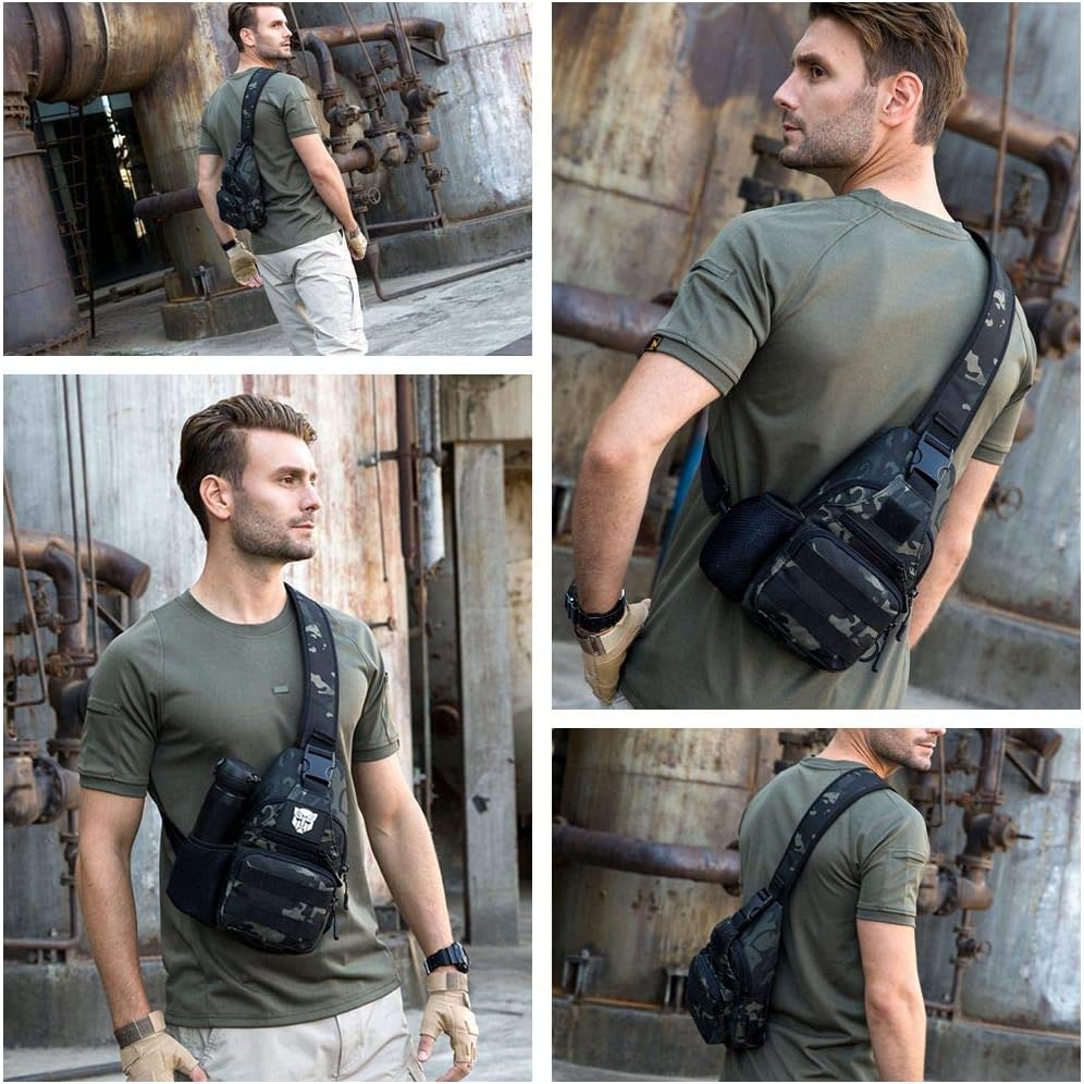 HUNTVP Small Tactical Sling Chest Pack Bag Molle Daypack Backpack Military Crossbody，Type1- ACU Camouflage