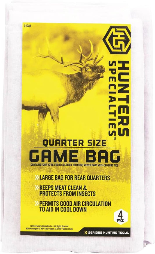 Hunters Specialties Game Bag Quarter Size Reusable Washable Heavy-Duty Canvas Field Dressing Game Bags, 40" X 48" (4 PACK)