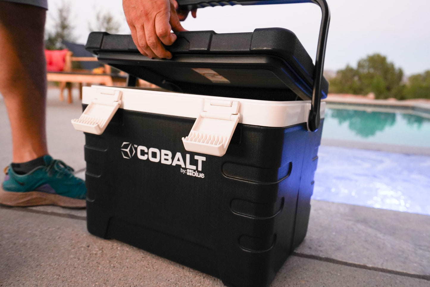 37 Quart Cobalt Weekender Cooler - Ice Chest by Blue Coolers for Camping, Sports Events, and Barbecues (Full Day Ice Retention) (White)
