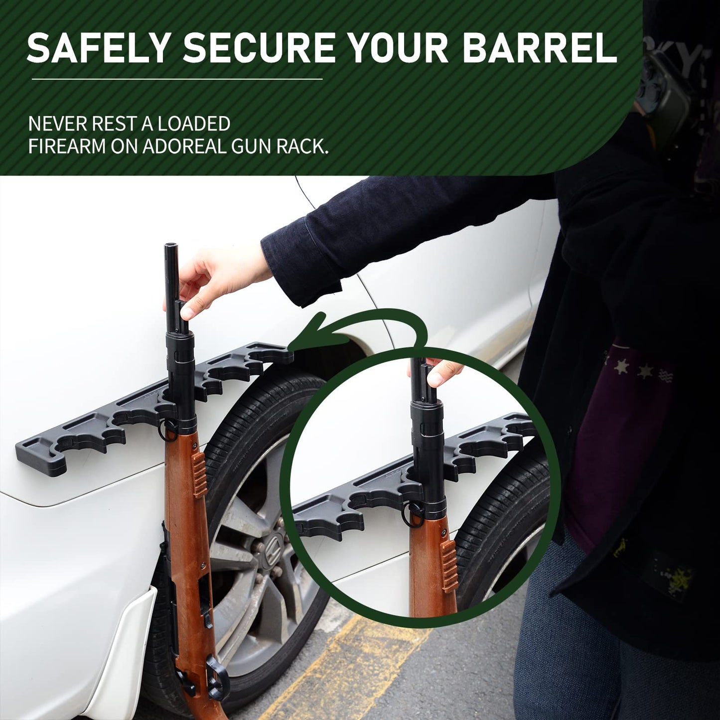 Adoreal 2PCS Magnetic Rifle Rack, 5 Slots Durable Rubber Gun Rack for Gun Storage, Magnetic Gun Holder in Gun Cabinet, Shotgun Rifle Barrel Rest Gun Safe Organizer Indoor Gun Racks