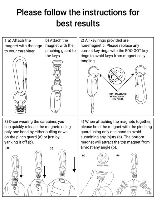 EDO GOT Magnetic Keychain with Key Rings and Carabiner - Key Chain Accessories Key Holder - Magnetic Quick Release Kaychain Connector - 3Kg Pull-force …