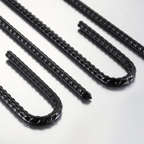 Wensilon Rebar Stakes U/J Hook Extra Heavy Duty,(10pcs) 12 inch x 1/4 inch Rust Proof Coated Steel Ground Stakes Ground Anchors, Garden Stake Metal Stakes Tent Stakes Trampoline Anchors (J-Hook)