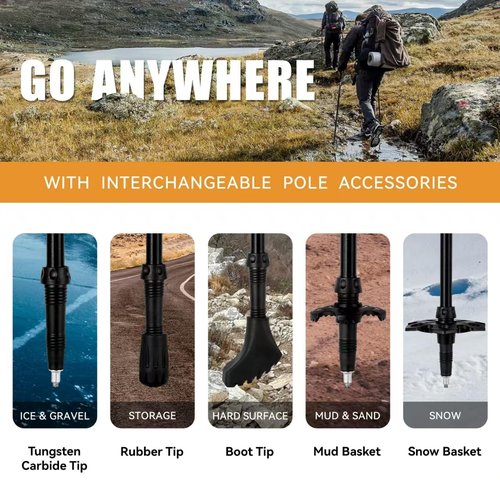 Twsitte Collapsible Hiking Poles,1 Poles Lightweight Aluminum Adjustable Walking Poles,Carbon Fiber Trekking Poles with Flip Lock and EVA Grips Suitable for All Kinds of Travel (Black)