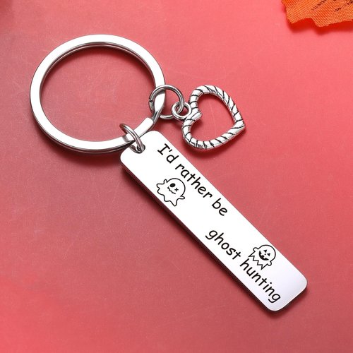 ZQEOU Ghost Keychain Halloween Party Gift Halloween Jewelry Ghost Hunting Keychain Funny Ghost Hunter Jewelry Spooky Gifts Cute Ghost Decor Paranormal Investigator Gifts
