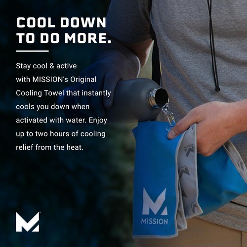 MISSION Original Cooling Towel, Junglebird Bluebell - Soft, Durable Microfiber - Cools Up to 2 Hours - UPF 50 Sun Protection - Machine Washable