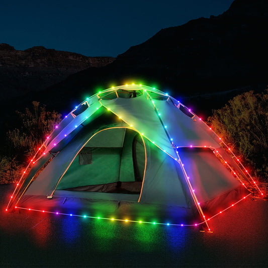 Camping Tent String Lights, 40Ft 120 LEDs 8 Modes Color Changing LED Rope Lights Battery Powered with Remote Control, Outdoor Waterproof LED Tent Light Great for Camping, Canopy, Hammock, Trampoline