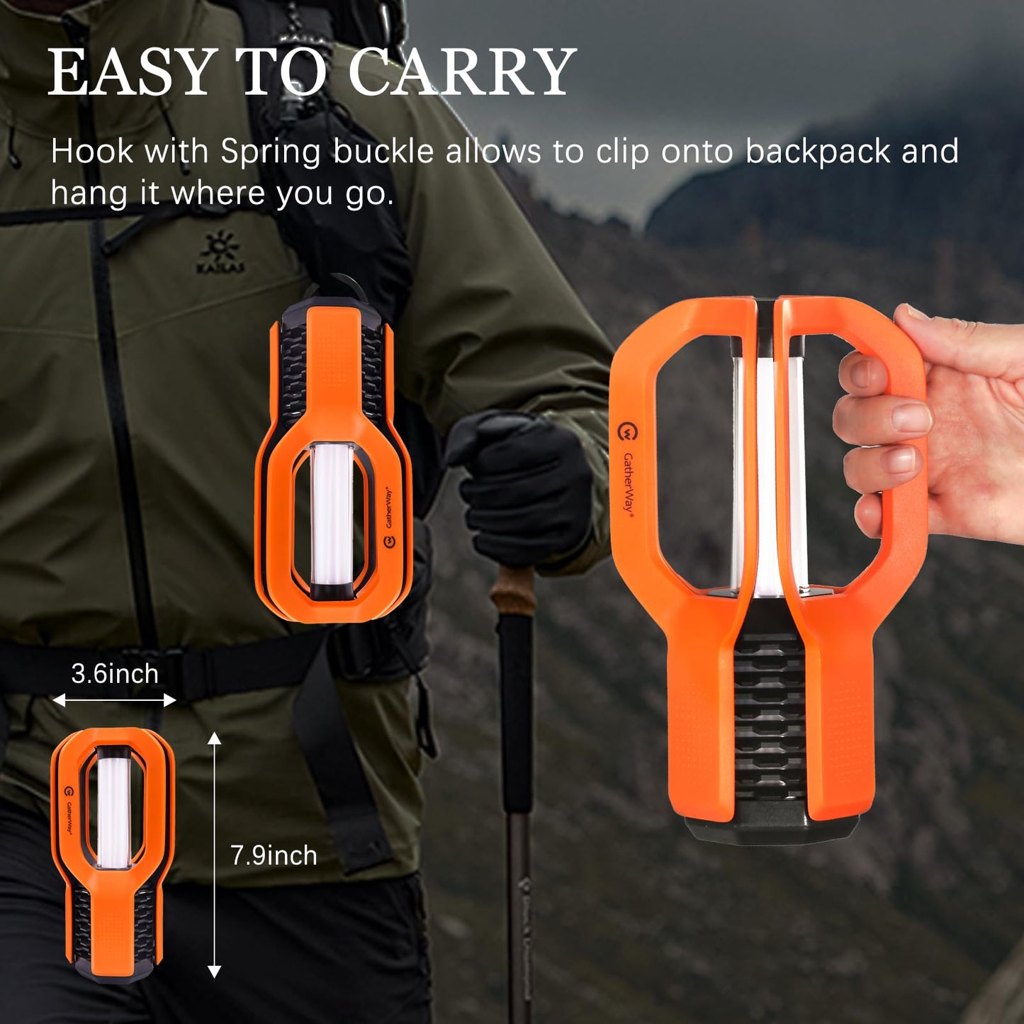 Gatherway Rechargeable LED Camping Lantern - Free-Grip Design,4 Modes,IP65 Waterproof,3000K Warm Glow, Lightweight Portable Outdoor Light,Emergency Tent Light for Hiking,Backpacking & Home Use