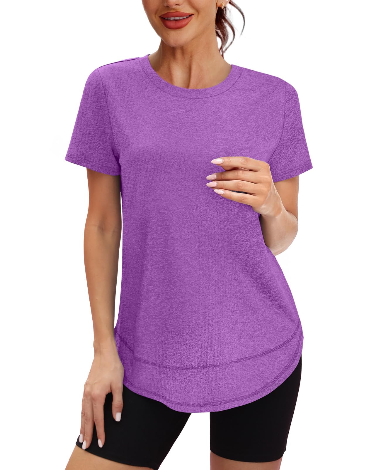 Oversized Tshirts for Women Dry Fit Plus Size Spring Clothes Summer Athletic Tops Workout Shirts Crewneck Blue 3XL