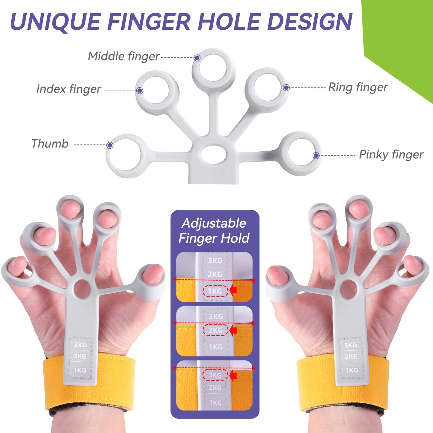 FAMJOALE Forearm and Grip Strength Trainer, Finger and Hand Gripper Strengthener, Wrist and Hand Exercisers for Strength with 3 Levels, Relieve Pain Arthritis (Grey)