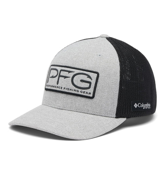 Columbia Unisex PFG Hooks Mesh Ball Cap, Cool Grey Heather/Black, Large/X-Large