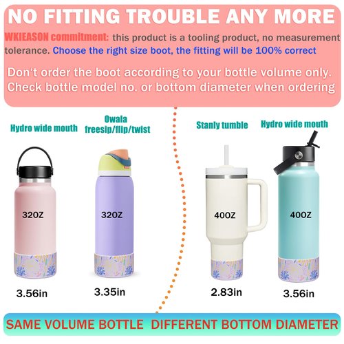 WK IEASON Protective Silicone Base Boot for Hydro Flask 32OZ 40OZ Wide Mouth, Anti-Slip Silicone Sleeve Cover Bumper for Owala Freesip/Flip/Twist 40OZ Water Bottle-3.56inch Bottom Diameter