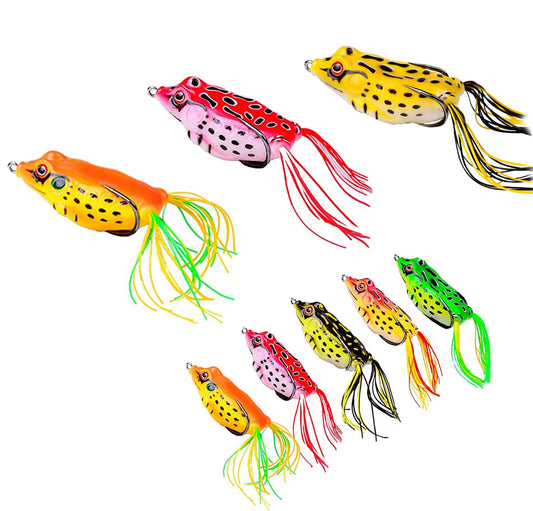 Topwater Frog Lure,Bass Trout Fishing Lures Kit,Realistic Frog Lures with Weedless Hooks,JoyFishing Soft Swimbait Floating Bait for Saltwater Freshwater Trout Bass (8pcs)