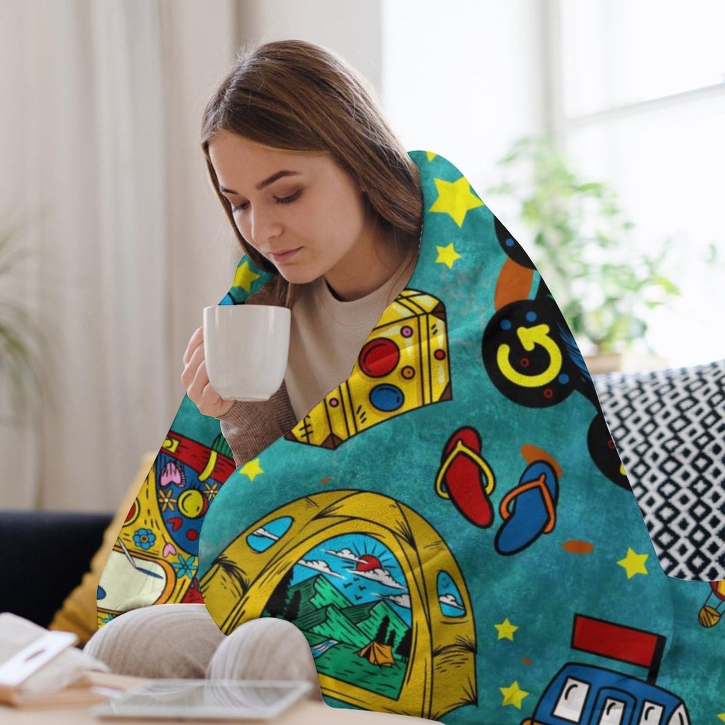 Firiseroh Camping Throw Blanket Camping Lovers Gift Ideas Camping Blanket for Camping Lover Camping Blanket for Bed Couch Camping Outdoors Travel 40"x50"