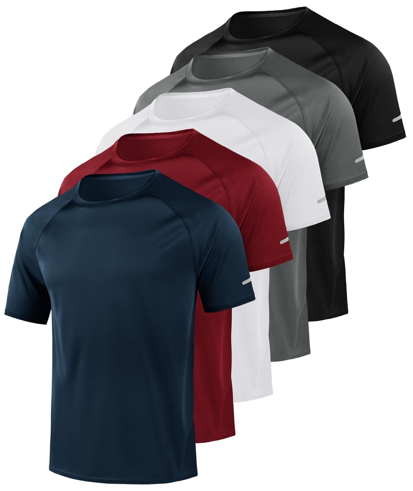 Little Beauty 5 Pack Workout Shirts for Men Mesh Fast Dry Gym Shirts Moisture Wicking Short Sleeve Running Shirts Navy/Red/White/Grey/Black 3XL