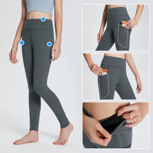 baleaf Youth Girls Fleece Lined Leggings Winter Warm High Waisted Kids Athletic Pants Hiking Running Yoga Grey S