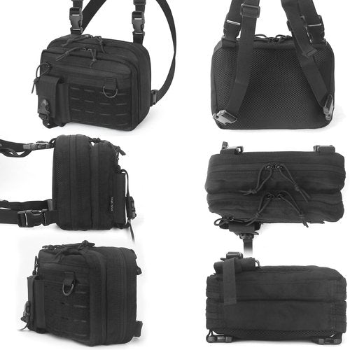 DegeTMVe Conceal Carry Sling Bag Tactical Vest Rig Pack Chest Backpack Admin Pouch IFAK Tool Holde (Black)