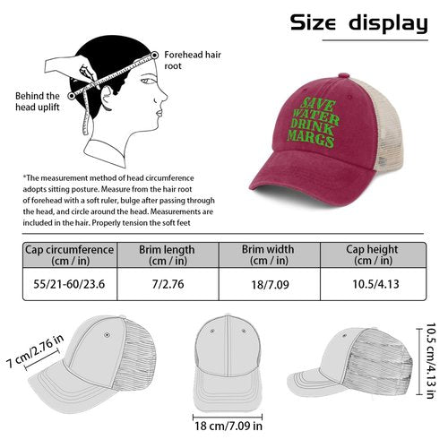 Save Water Drink Margs Trucker Hat Men Vintage Mesh Cap for Summer Pink