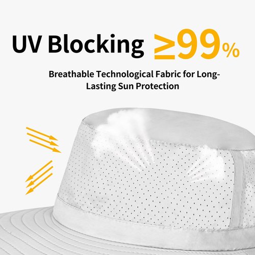 ZOORON Boonie Hat UPF 50+ Cooling Sun Hat for Men and Women,Wide Brim Bucket Hats with UV Protection for Safari Hiking Beach Light Grey